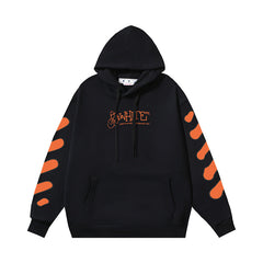 OW cartoon arrow pattern hooded sweater