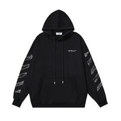 OW stylus oblique stripe print pullover hooded sweater