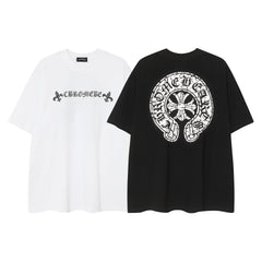 CHH Heart T Shirts Horseshoe Cross Old Retro Fashion Men's and Women's Short Sleeve T-Shirt