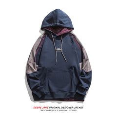 Men Pullover Hoodie Spring Patchwork Hoodie Men Spring Loose Casual