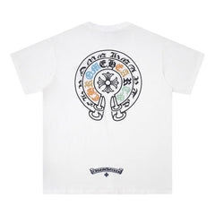 CHH Heart T Shirts Horseshoe Patch Embroidery Short Sleeve T-Shirt
