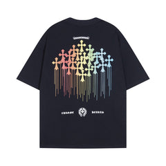 CHH Heart T Shirts Cross Color Printed Short Sleeve T-Shirt Loose