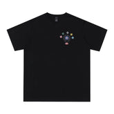 CHH Heart T Shirts Cross Leather Print Short Sleeve T-Shirt Loose