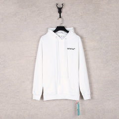 OW embroidered square arrow pattern hooded sweater