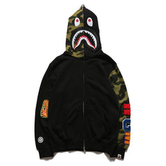 Bathing Ape Bape Hoodie Splicing Camouflage Sweater Male Shark Autumn