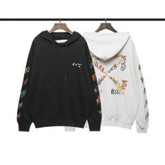 Off White hoodie creative color curved embroidered arrow hooded
