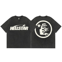 HS T Shirt Simple Distressed Star Portrait Printing Casual Loose