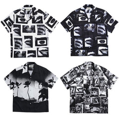 GUILTYPARTIES TIGER Shirts Moriyama Avenue, Coconut Tree, Lips Joint Hawaiian Short Sleeve Shirt Men