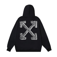 OW twine arrow pencil print pullover hooded sweater