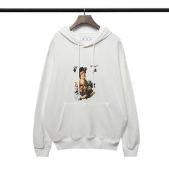 Off White hoodie woman bouquet basket pattern arrow hooded