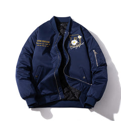 Mens Vintage Jackets Floral Embroidered Jacket Loose Casual Baseball Uniform