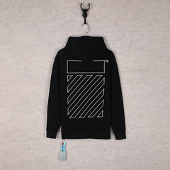 OW embroidered square arrow pattern hooded sweater
