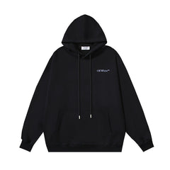 OW Portrait Arrow Pattern Pullover Hooded Sweater