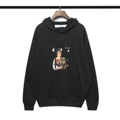 Off White hoodie woman bouquet basket pattern arrow hooded