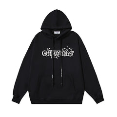 OW floral logo pattern print hooded sweater