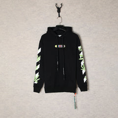 Off White hoodie embroidered plant leaf arrow hooded