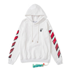 Off White hoodie红色渐变箭头图案连帽