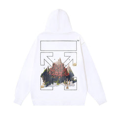 OW audio speaker arrow pattern pullover hooded sweater