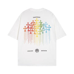 CHH Heart T Shirts Cross Color Printed Short Sleeve T-Shirt Loose