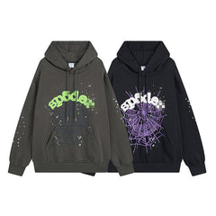Sp5der Hoodie Spider Web Velvet Padded Hooded Sweatshirt