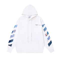 OW Monet oil painting arrow pattern print hooded sweater