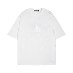 CHH Heart T Shirts Versatile Casual Loose Print Embroidery T-Shirt Sleeves