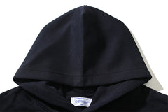 OW Black Crystal Letter Printed Pattern Hooded Sweater
