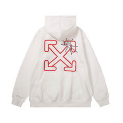Off White hoodie with a shining star arrow pattern fleece hoodie