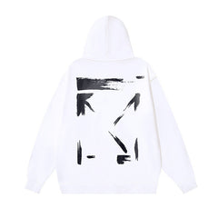 OW graffiti arrow print pattern pullover hooded sweater