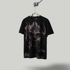 Travis Scott T Shirts x WWE joint model flame skull letter SAGE THE STAGE letter print retro short-sleeved T-shirt