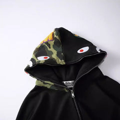 Bathing Ape Bape Hoodie Splicing Camouflage Sweater Cardigan Hooded