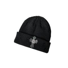 CHH Heart Beanie Ripped Cross Knitted Hat Warm Hat Wool