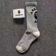 Bathing Ape Bape Socks Ape Head Towel Bottom Socks Men's and Women's Color Sports Trend Brand Long Tube Skateboard