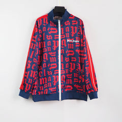 Palm Angels sweatshirt All-over letter printing zip-up cardigan