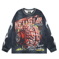 HS Long Sleeve Shirts Hip-hop loose oversize