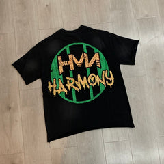 HARMONY T Shirts Street tide brand hot diamond washing water is old