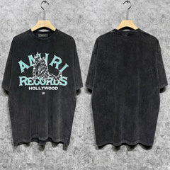 Amiri Washed Distressed T Shirt Printed Trendy Pure Cotton