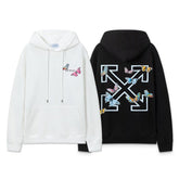 Off White hoodie Butterfly Alphabet Arrow Pattern Pullover Hood
