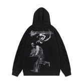 Off White hoodie Black and white portrait oil painting pattern hooded