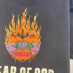 Unisex Vintage T Shirts Metallica Flower Skull ¡ª a limited-edition, one-of-a-kind (1-of-1) piece featuring a Fear of God-style graphic, printed on a heavyweight, vintage-washed base garment.