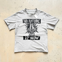 Unisex Vintage T Shirts CHOOOSELF 26SS NO FUTURE IS NOW Limited Edition ¨C A tribute to the Sex Pistols. Heavyweight, washed, distressed, and destroyed street-style T-shirt featuring a boxy, cropped punk aesthetic.
