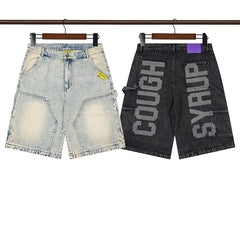 COUGH SYRUP Denim shorts Washable Rhinestones