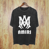Amiri Washed Distressed T Shirt Printed Trendy Pure Cotton