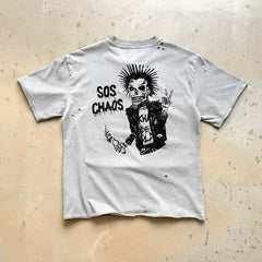 Unisex Vintage T Shirts CHOOOSELF 26SS NO FUTURE IS NOW Limited Edition ¨C A tribute to the Sex Pistols. Heavyweight, washed, distressed, and destroyed street-style T-shirt featuring a boxy, cropped punk aesthetic.