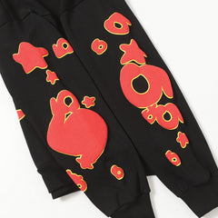Sp5der hoodie Red sparkling star print Pure cotton high quality spring/summer
