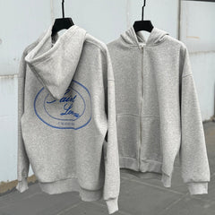 Unisex Vintage Hoodie SAINT MICHAEL CHO Heather Grey American-style Clean Fit Zip-up Hoodie ¡ª Heavyweight, oversized silhouette offering a relaxed vibe, perfect for layering.
