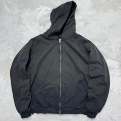 Unisex Vintage Hoodie ENFANTS RICHES DEPRIMES SS25: Oversized, relaxed-fit layered outerwear featuring a metallic, dirty-style spray-wash and distressed finish.