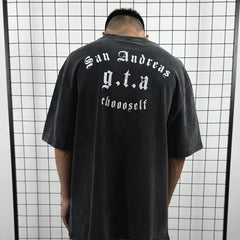 Unisex Vintage T Shirts GTA: San Andreas Limited Edition High-Street Short-Sleeve Tee ¨C featuring a premium heavy-duty distressed wash, direct-to-garment white ink printing, and an unbeatable feel and texture.