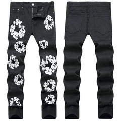 Mens Fashion Jeans White cotton flower 1322#