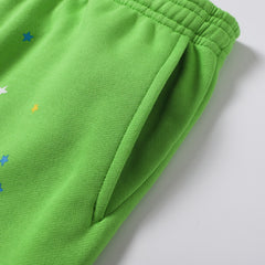 Sp5der Sweatpants Stylish green with black letter print